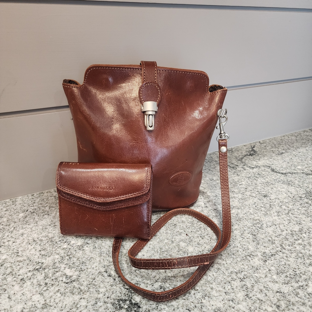 Brown Leather Women Bag Set
